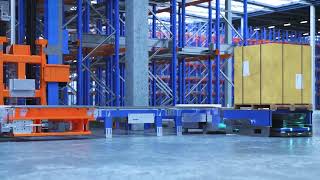 Fully automated warehouse with iFollow and stow robotics