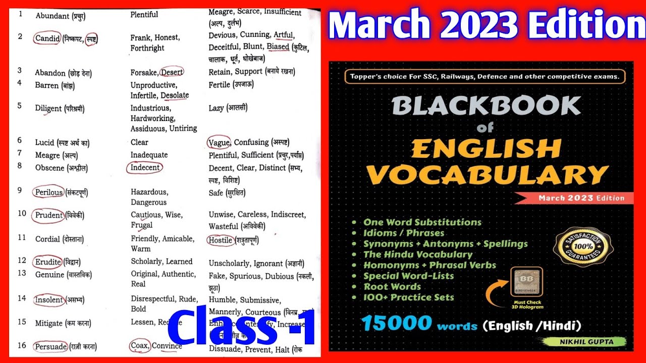 Black Book 2023 updated Vocabulary//SCC important Synonyms and antonyms