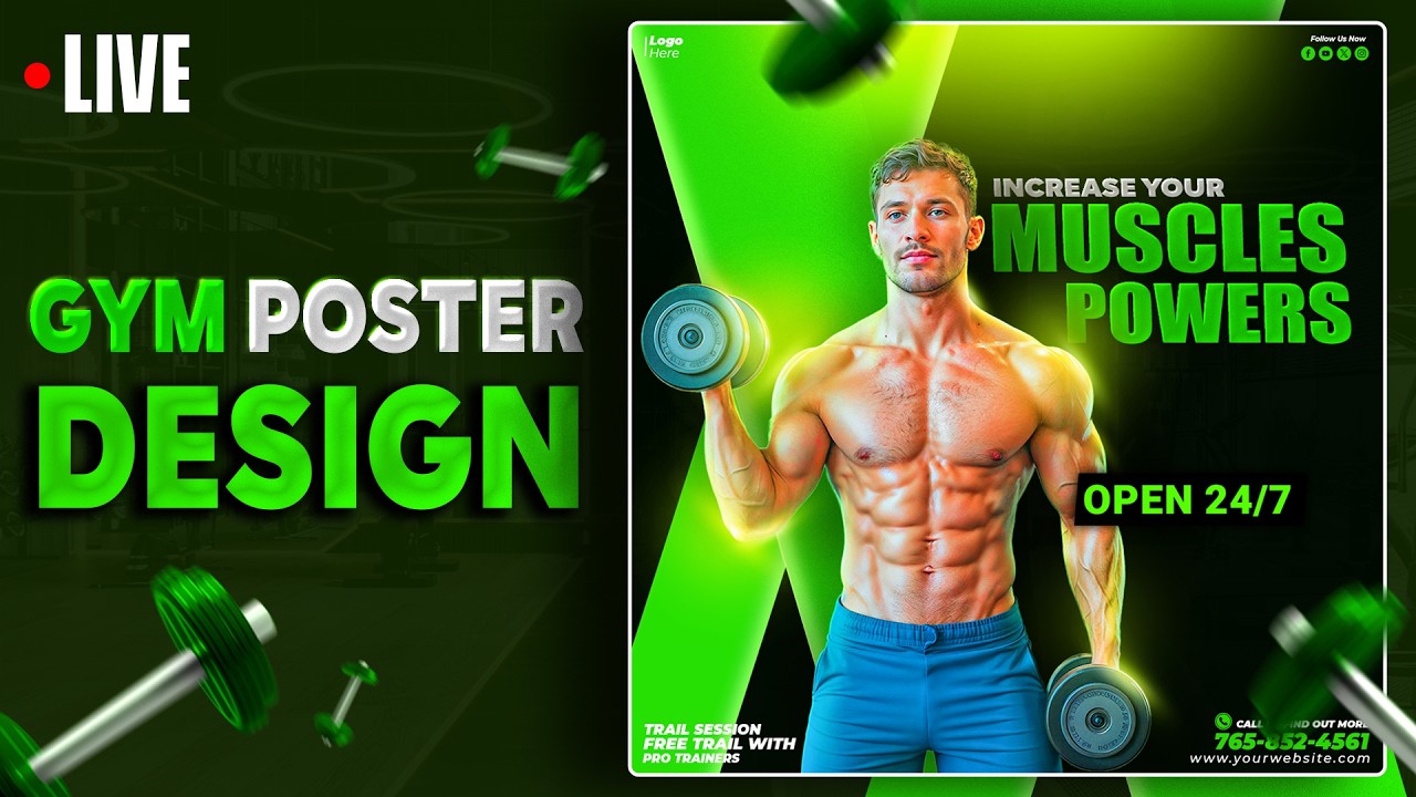 Gym Poster Design in Photoshop 2026 | Fitness Banner Tutorial Step by Step