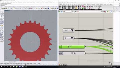 Chain gear. Grasshopper. Rhinoceros. Звездочка цепного привода.