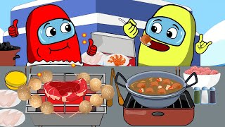 ASRM Hotpot VS Grill Food Mukbang  Challenge - Among Us Animation - Rainbow Game