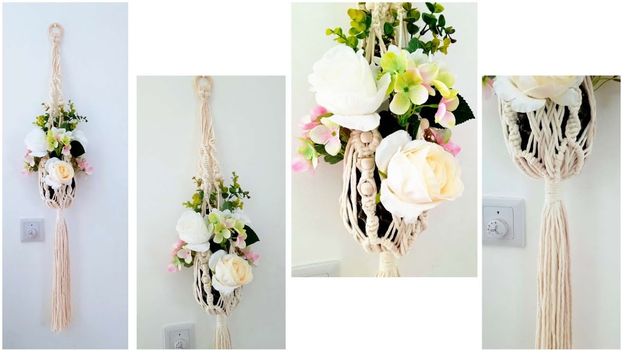 Macramé, tuto macramé suspendu, idée déco pour pot de fleurs à faire