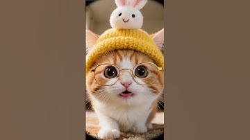 Cutest kitty with glasses and a bunny hat! 😻 Who else thinks this is the purr-fect combo #glassescat