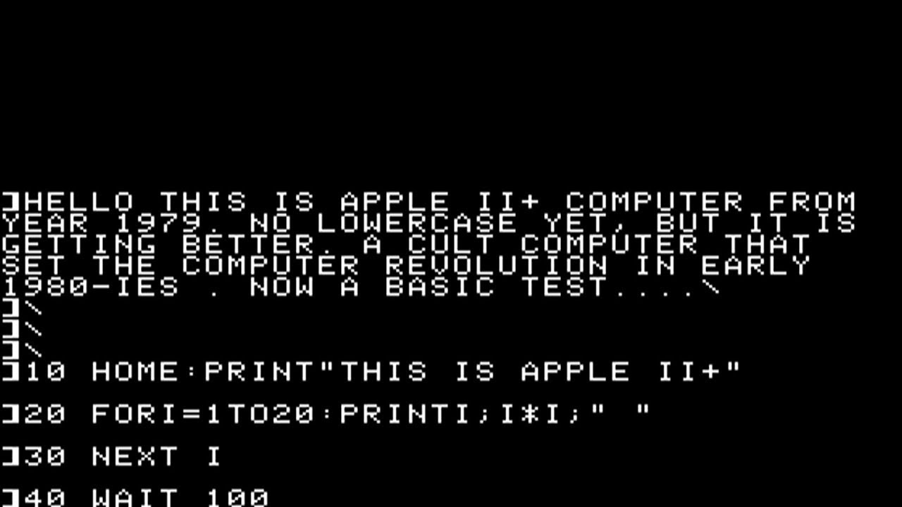 Apple II+ [BASIC Test] (1978) Apple Computer - YouTube