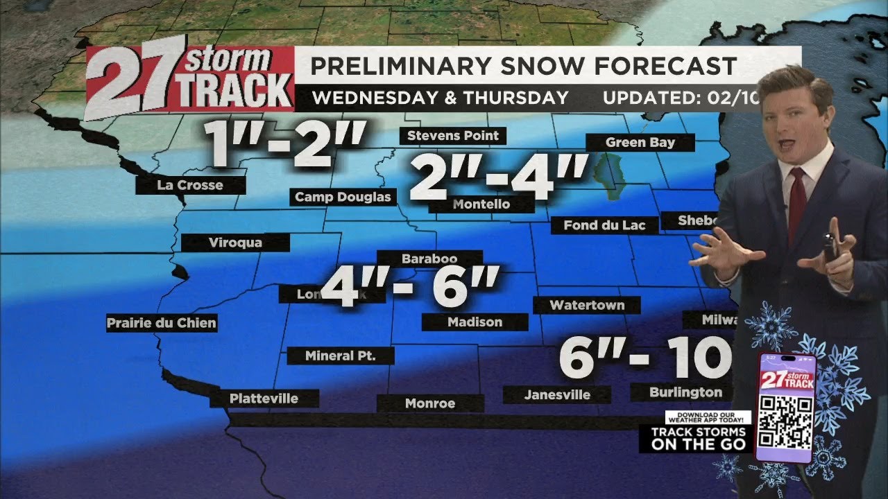 Heavy snowfall heads for Southern Wisconsin - YouTube