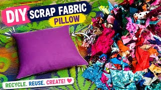 DIY Scrap Fabric Pillow | Turn Fabric Scraps into a Soft Cushion | Easy Sewing Project ♻️🧵