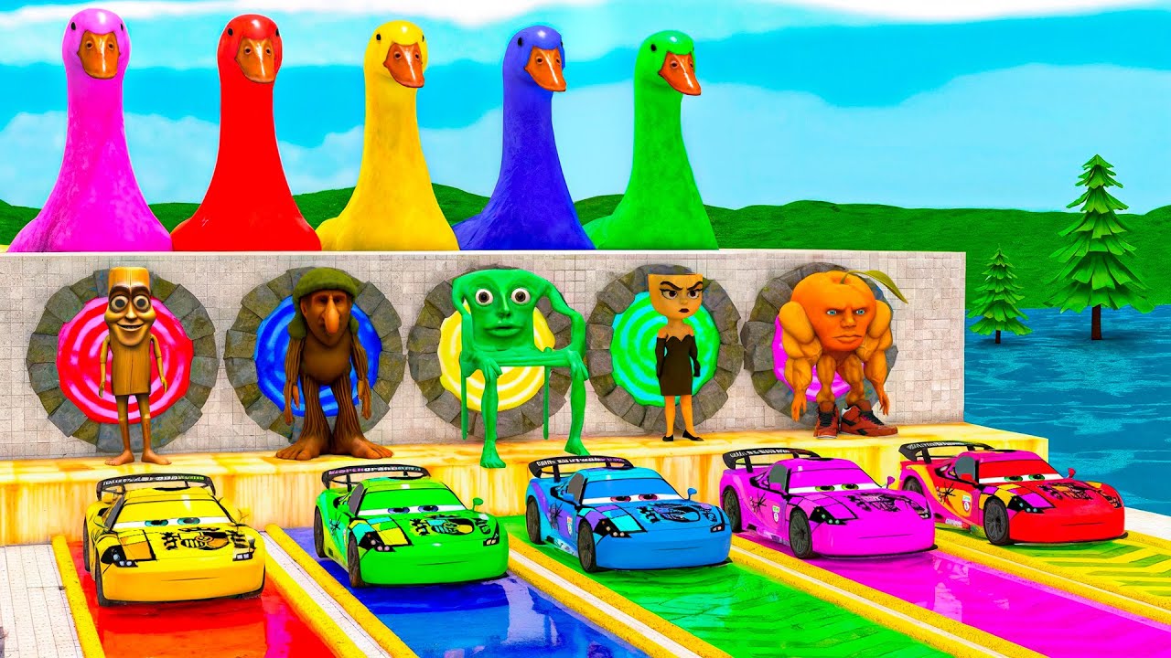 Long Slide Game with Cow Elephant Gorilla Hippopotamus Tiger 3d Animal Game Funny 3d Animals