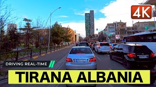 TIRANA, ALBANIA - RRUGA MË E NGARKUAR ME TRAFIK NË TIRANË - DRIVING REAL TIME [4K]