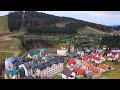 4K Bird's view showing Bukovel without Snow, in Ukraine