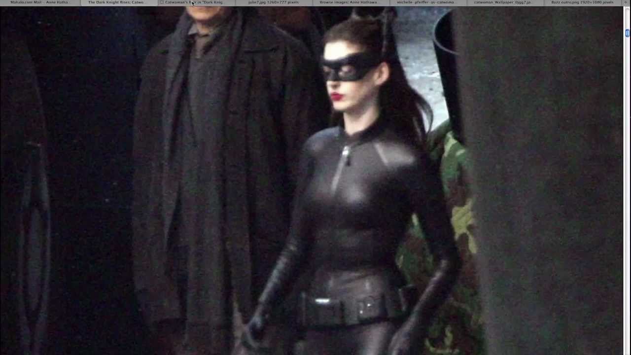 Anne Hathaway's Full Catwoman Costume - YouTube