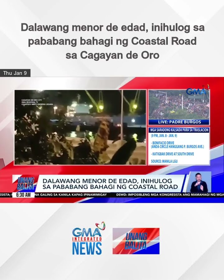 Dalawang menor de edad, inihulog sa pababang bahagi ng Coastal Road sa Cagayan de Oro | Unang Balita