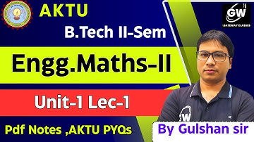 Lec-1 I Ordinary Differential Equation of Higher Order I Engg. Maths-2 I by Gulshan Sir