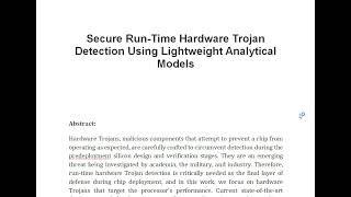 Secure Run Time Hardware Trojan Detection Using Lightweight Analytical Models