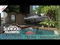 PROJETO  DE SOBRADO PEQUENO MODERNO 150M² | LOTE 8 X 25M | 3 DORMITÓRIOS | PISCINA