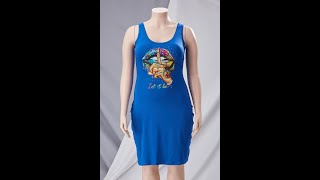 L-5XL plus size summer new stylish  printing sleeveless casual midi dress AA004886