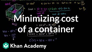 Optimization: cost of materials | Applications of derivatives | AP Calculus AB | Khan Academy screenshot 5