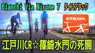 篠崎水門の死闘☆江戸川サイクリングロードStravaタイムアタック：篠崎水門桜並木 初級編ロードバイクBianchi Via Nirone 7