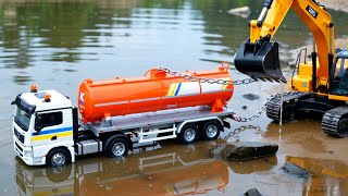 Trucks in Trouble A Surprise Swim & A Giant Mud Pit! Funny Rescue Adventure Nursery Rhymes+Kid Songs