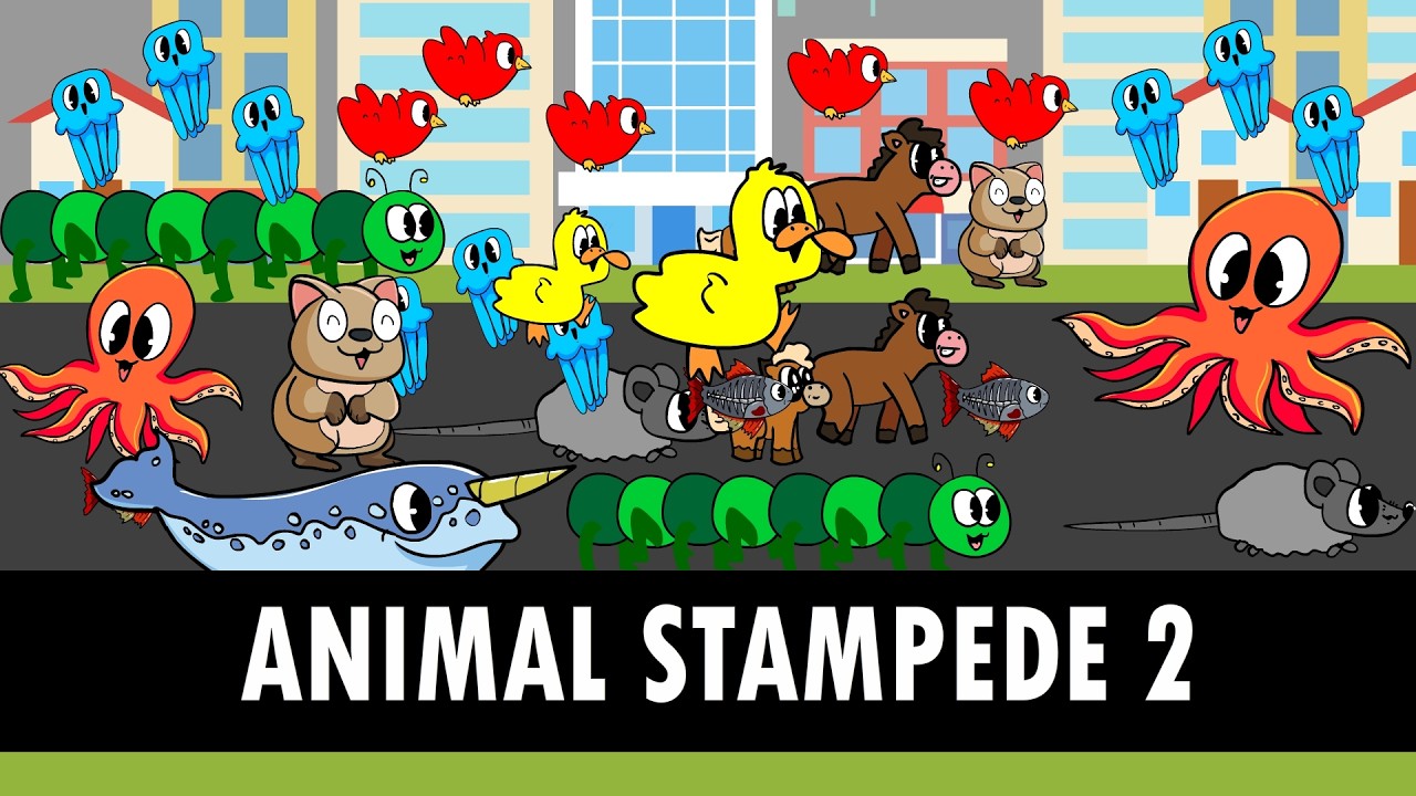 Animal Stampede 2 | Животные в городе - Море и Земля | DinoJordan