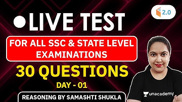 All SSC & State Level Exams | Reasoning by Samashti Shukla | 30 Questions (Day-1)
