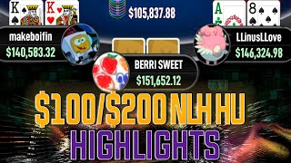 $100/$200 NLH HU BERRI SWEET vs LLinusLLove | makeboifin Top Pots Ep22 Cards-UP Highlights Cash Game