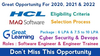 Famous Hiring Devops & Cyber Security Engineers From Great Learning  | Selection Process | HCL | MAQ Wealth
