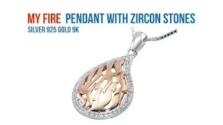 My Fire Pendant | Jewish Jewelry | Judaica | (Silver 925 Gold 9K with Zircon Stones )