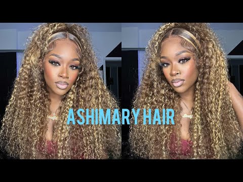 Highlight Curly , Full Frontal 13x6 Glueless -Ready to wear Lace Wig | Ashimary & Beautifulhustler