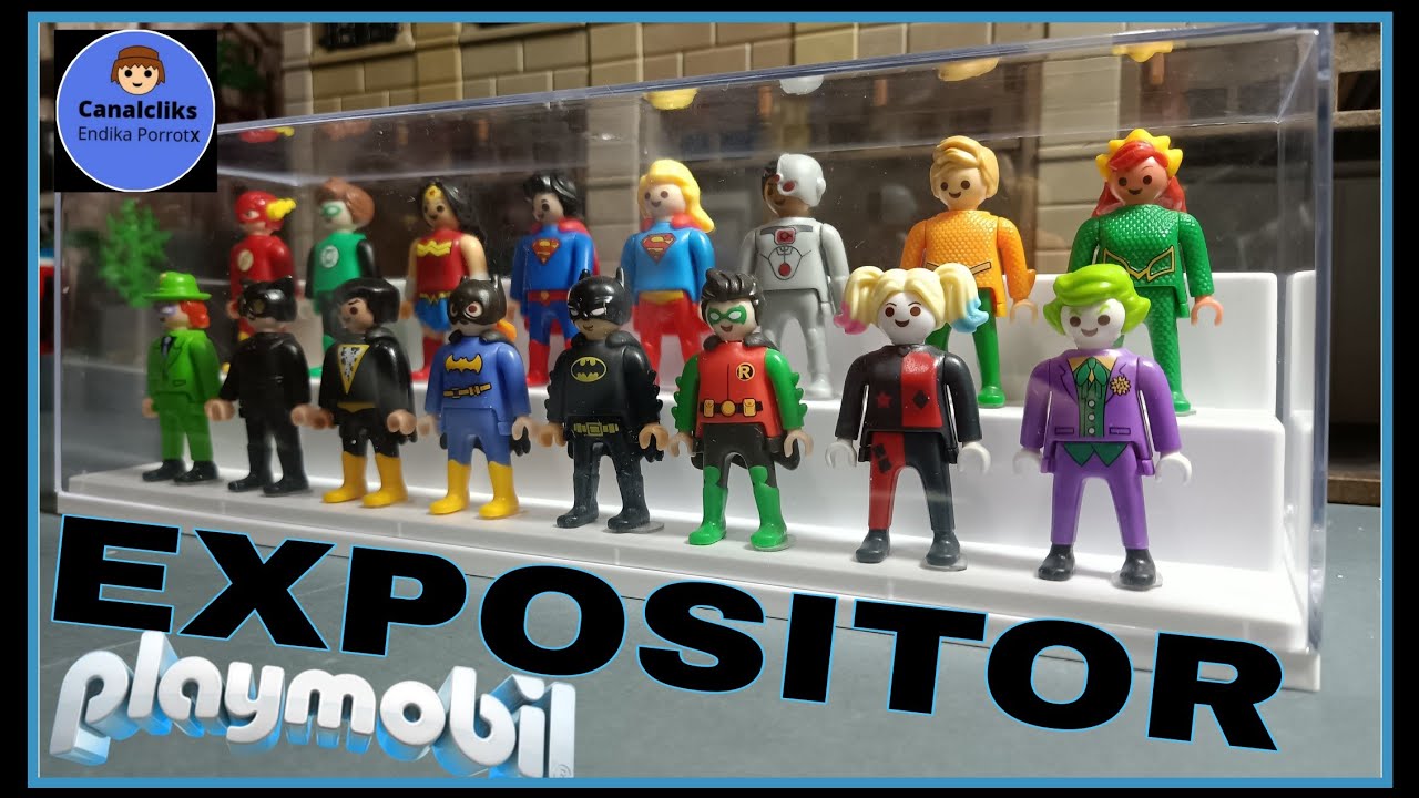 EXPOSITOR para figuras Playmobil - Kinder- DC. Barato y bonito. 
