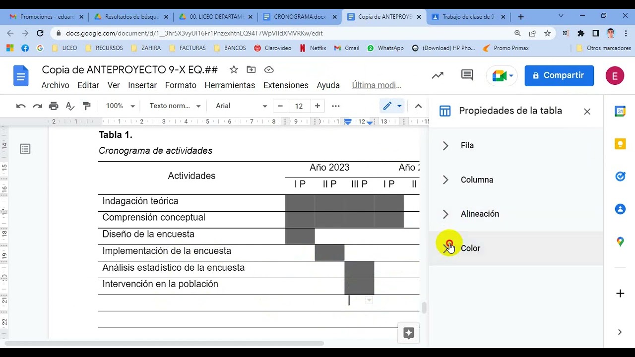 Edición de la tabla en Google Docs - YouTube