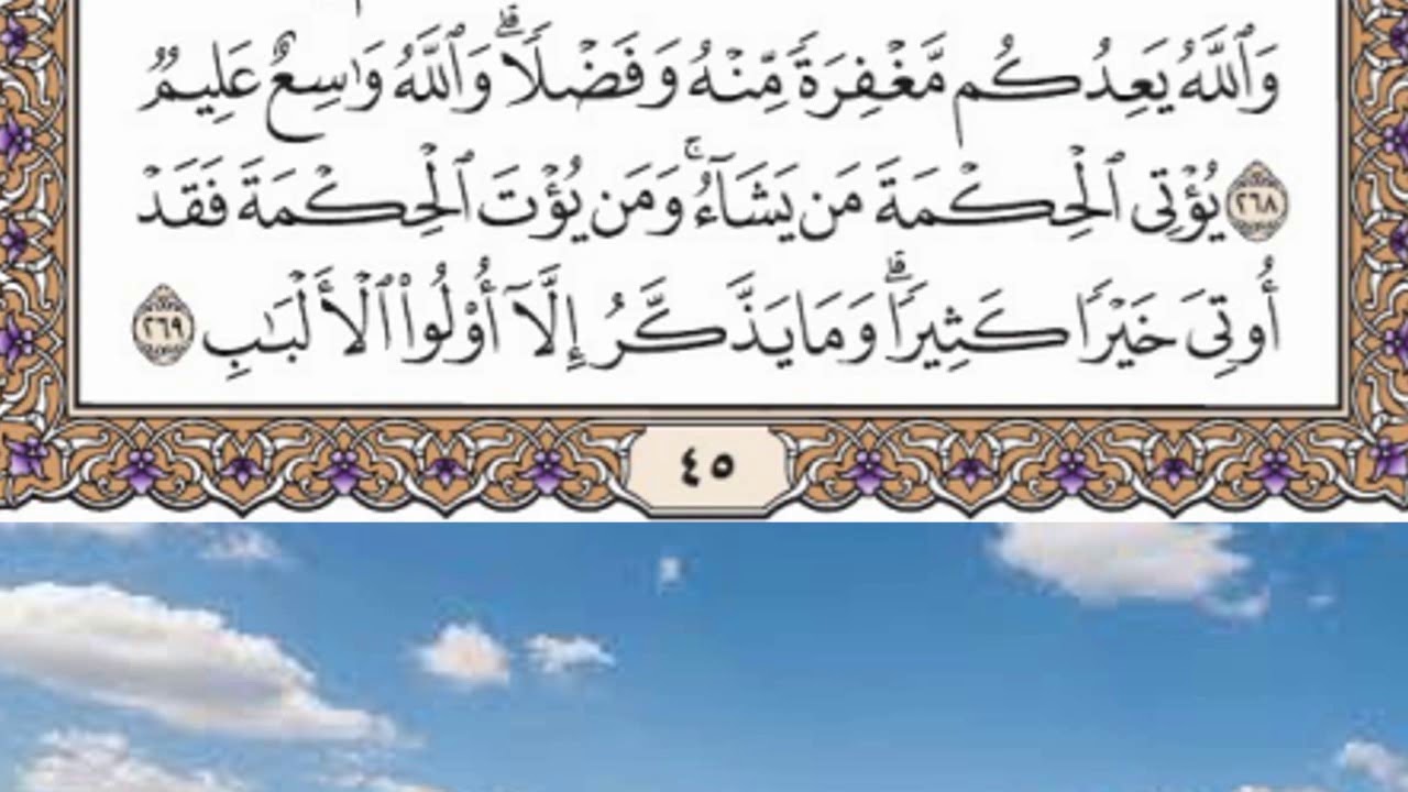 حفظ سورة البقرة الصفحة 45 من الآية 265 إلى الآية 269 مكررة 12 مرة بصوت القارئ ماهر المعيقلي