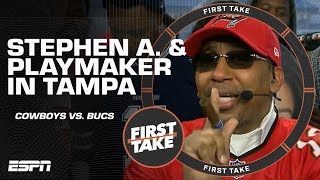 First Take is LIVE from Tampa 🍿 Stephen A. \& Michael Irvin are bringing the HEAT 🔥