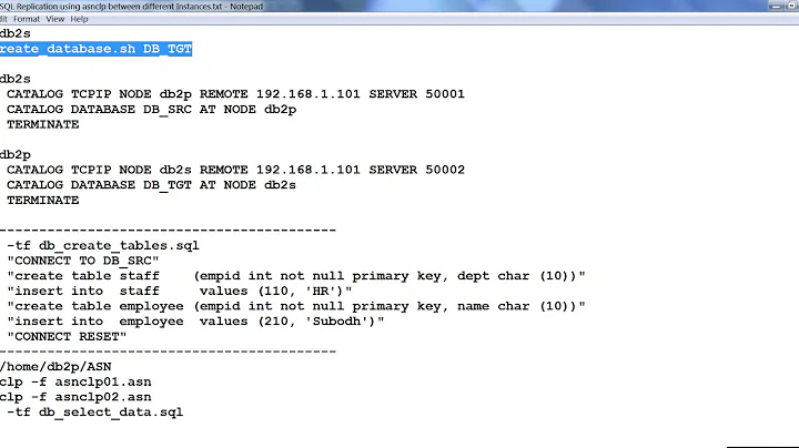 Db2 SQL Replication using asnclp between different Instances