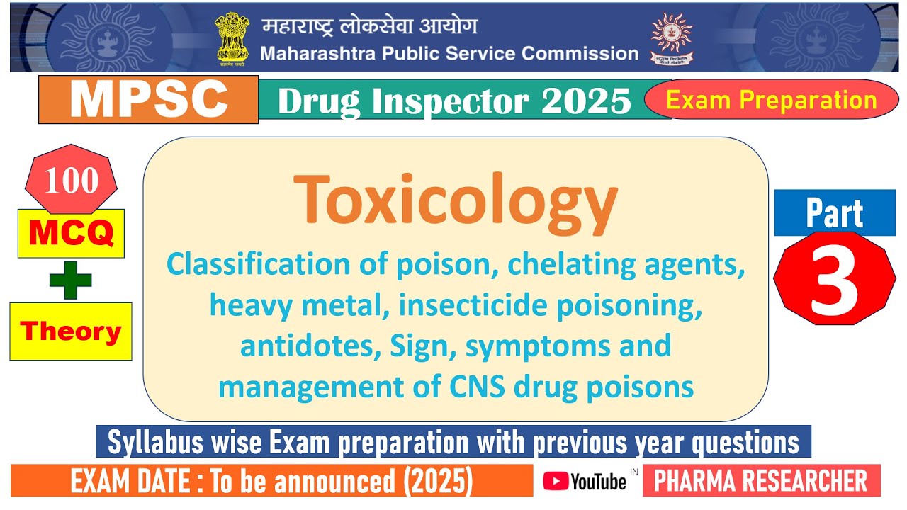 Toxicology MCQs and Theory II MPSC Drug Inspector 2025 Exam Preparation II #mpsc #druginspector