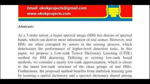 A Low Rank Tensor Dictionary Learning Method for Hyperspectral Image Denoising