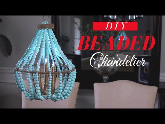 Dollar Tree DIY Wood Bead Chandelier