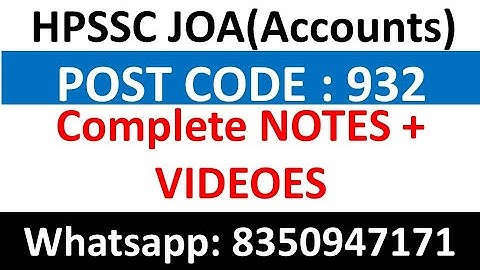 HPSSC JOA ACCOUNT ( Junior Office Account) Complete Syllabus Notes |HPSSC JOA ACCOUNT Video Course