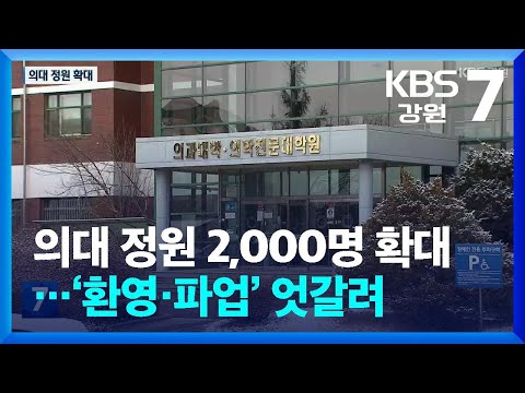 의대 정원 2,000명 확대…‘환영·파업’ 엇갈려 / KBS  2024.02.06.