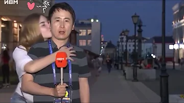 Korean Reporter in Russia Getting Kissed by Random Russian Girls in Public! AMWF