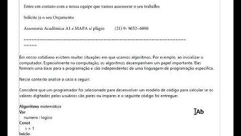 MAPA - ALGORITMOS E LÓGICA DE PROGRAMAÇÃO I - 52/2022