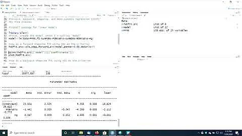 Stepwise regression in R and looping through columns of data