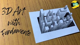 3D illusion drawing || 3D art with fundamental