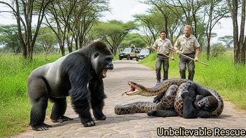 "Rescue Team Saves Baby Gorilla from Giant Python | Emotional Jungle Rescue