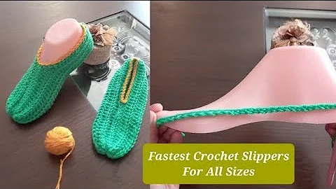 EASIEST Crochet Slipper Socks For Beginners For Any Size | One PIECE 🧶❤️😲