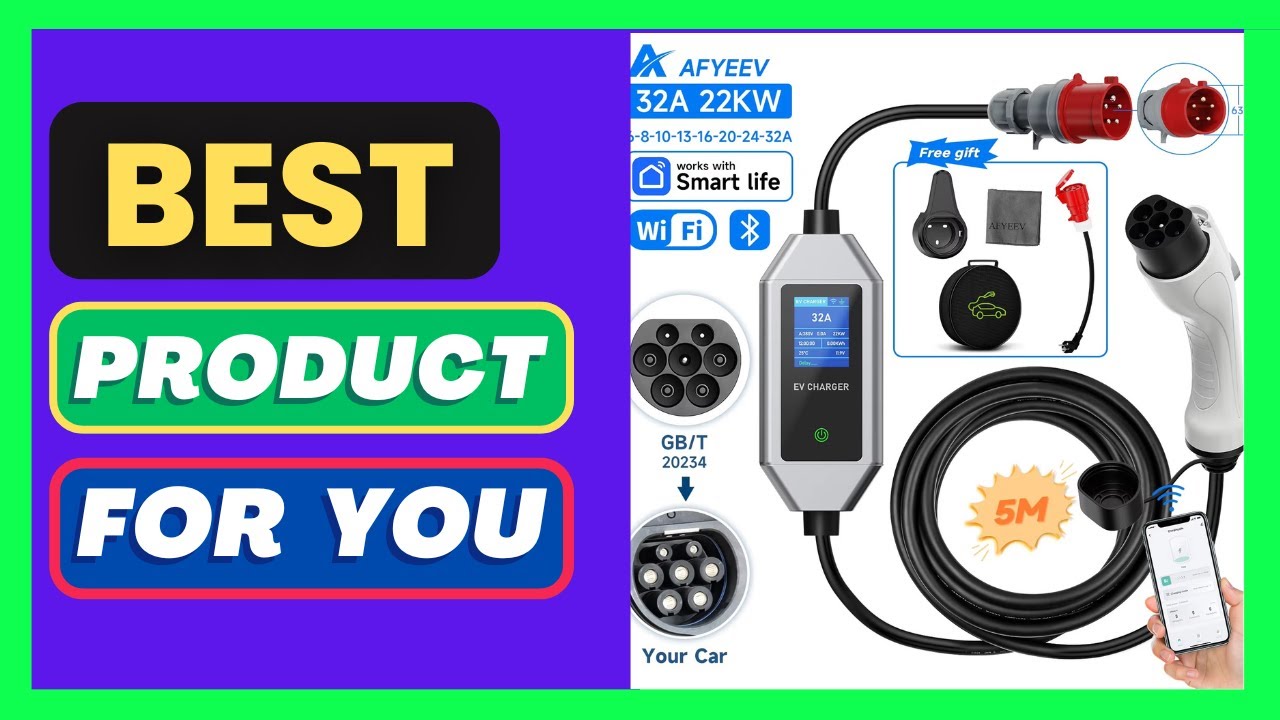 AFYEEV 22KW 32A 3Phase Type2 Portable EV Charger Wi-Fi APP