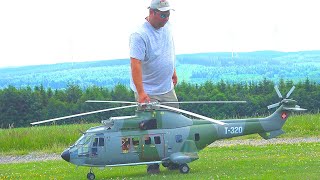 XXXL RC MODEL AS-332 SUPER-PUMA SCALE TURBINE MODEL HELICOPTER FLIGHT DEMONSTRATION