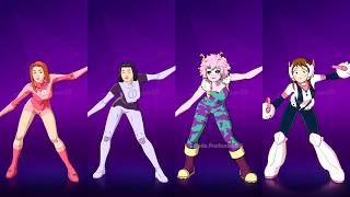 Fortnite Comë N Go Emote With Atom Eve Dupli kate Mina Ashido Ochaco Skin Thicc 🍑😜😱🔥 Who Won ?