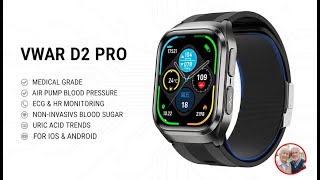 Vwar D2 Pro Medical Grade Smart Watch Air Pump Air Bag Blood Pressure Ecg Amoled Vs Huawei D2