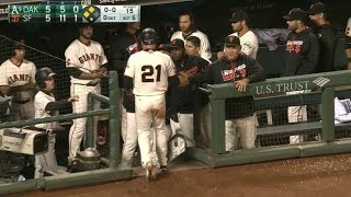 OAK@SF: Span goes the other way for an RBI double