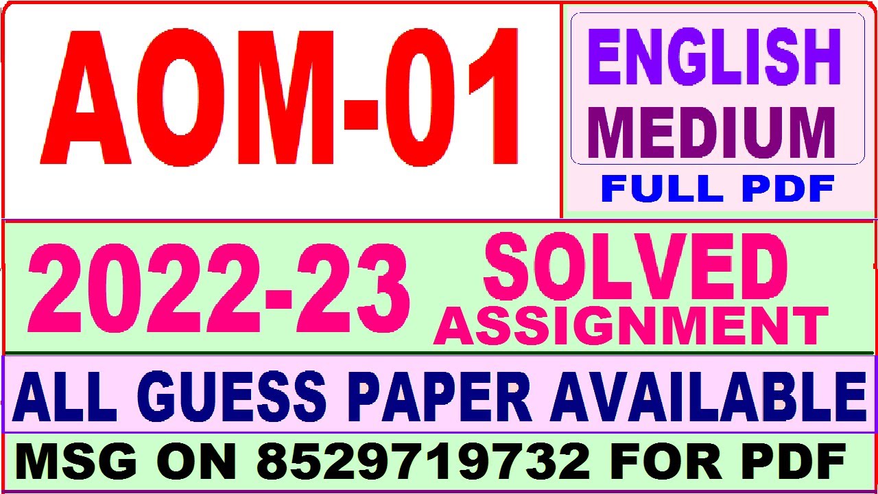 aom 01 solved assignment 2022-23 / aom 1 solved assignment in english / ignou bcom